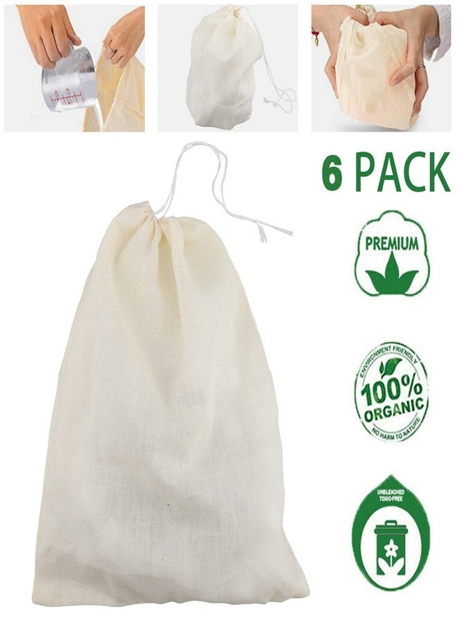 OREAYU 6 Pack 10"x7" Nut Milk Bags - 100% Unbleached Organic Cotton Cheesecloth, Reusable Food Strainer Colander for Straining Almond/Oat Milk, Celery Juice, Cold Brew Coffee, Yogurt and Cheese Making - Image 2